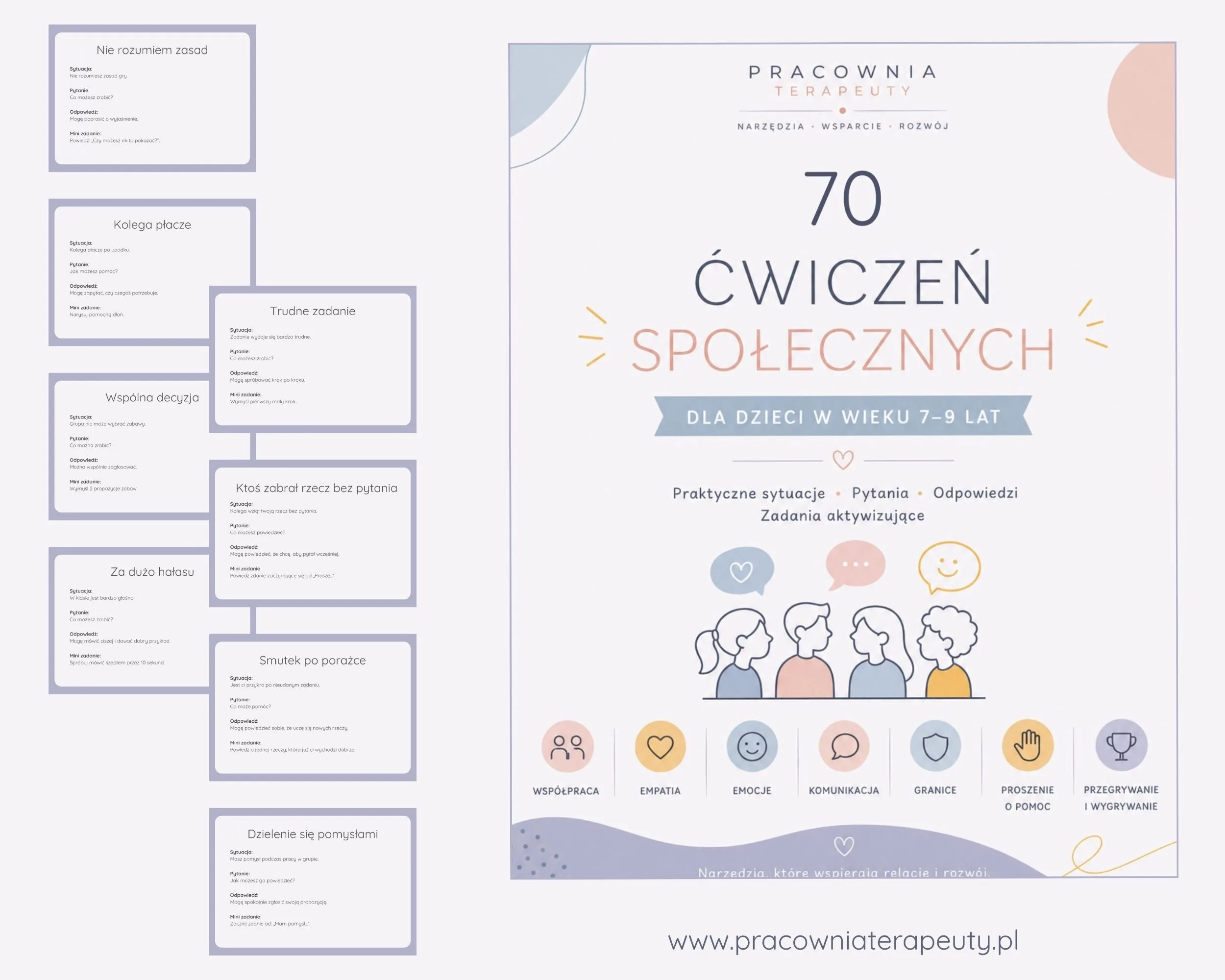 Ćwiczenia społeczne dla dzieci 7–9 lat 70 fiszek do rozwijania kompetencji społecznych
